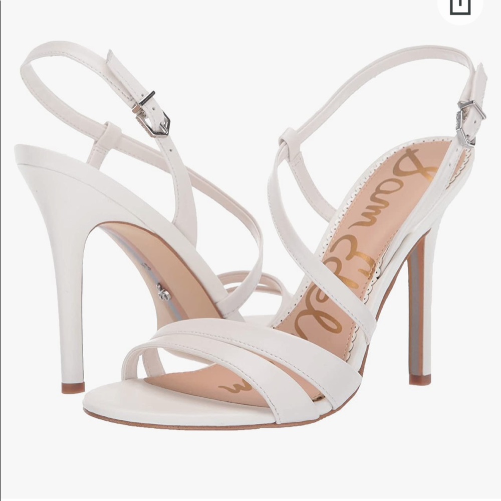 New Alisandra Leather Stiletto Sandals. Size 7.5 Bright White. 4” heel.